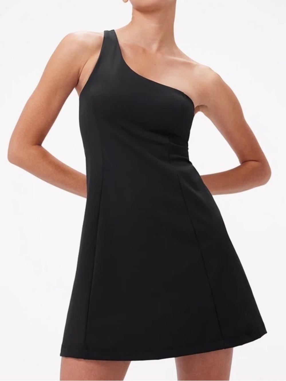 Black One Shoulder Exercise Dress